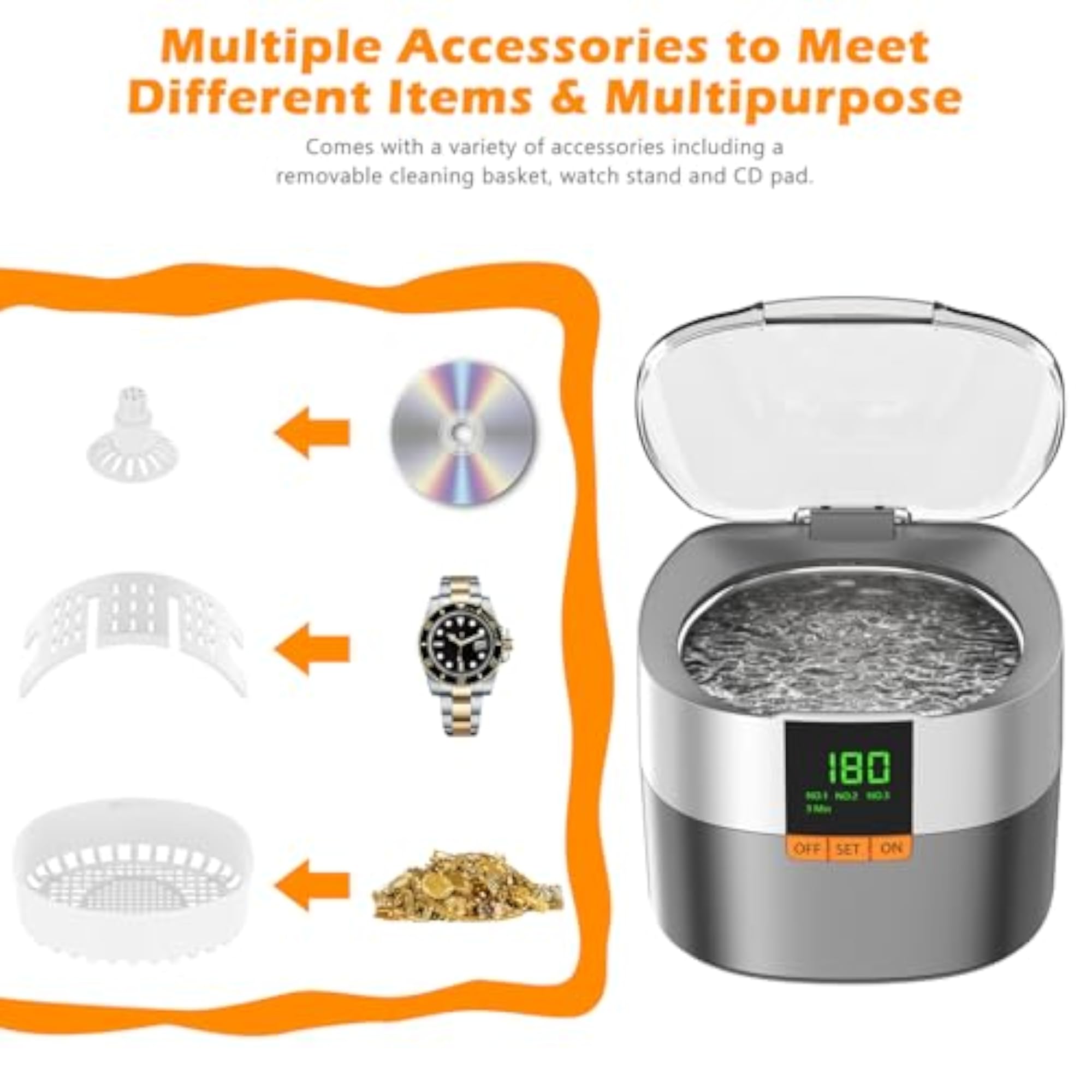 Ultrasonic Cleaner, 750ML for Jewellery